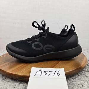 Oofos Womens 9 Oomg Sport LS Lace Up Triple Black Comfort Recovery Comfort Shoe
